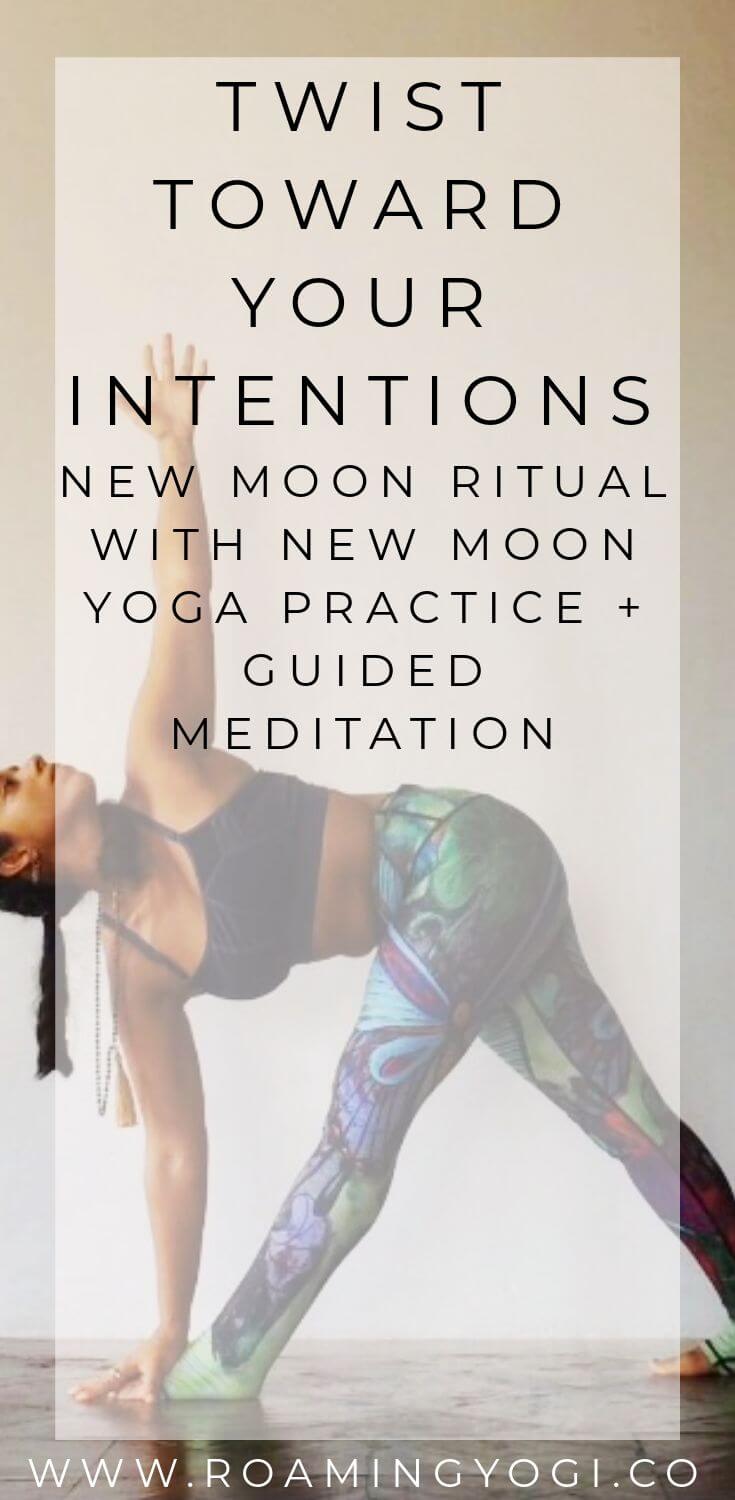 The new moon is a powerful time for setting intentions, and a new moon ritual is the perfect way to set heartfelt new moon intentions with mindfulness. #yoga #newmoonritual #newmoonyoga #newmoonintentions #settingintentions #mindfulness #freeyoga #guidedmeditation